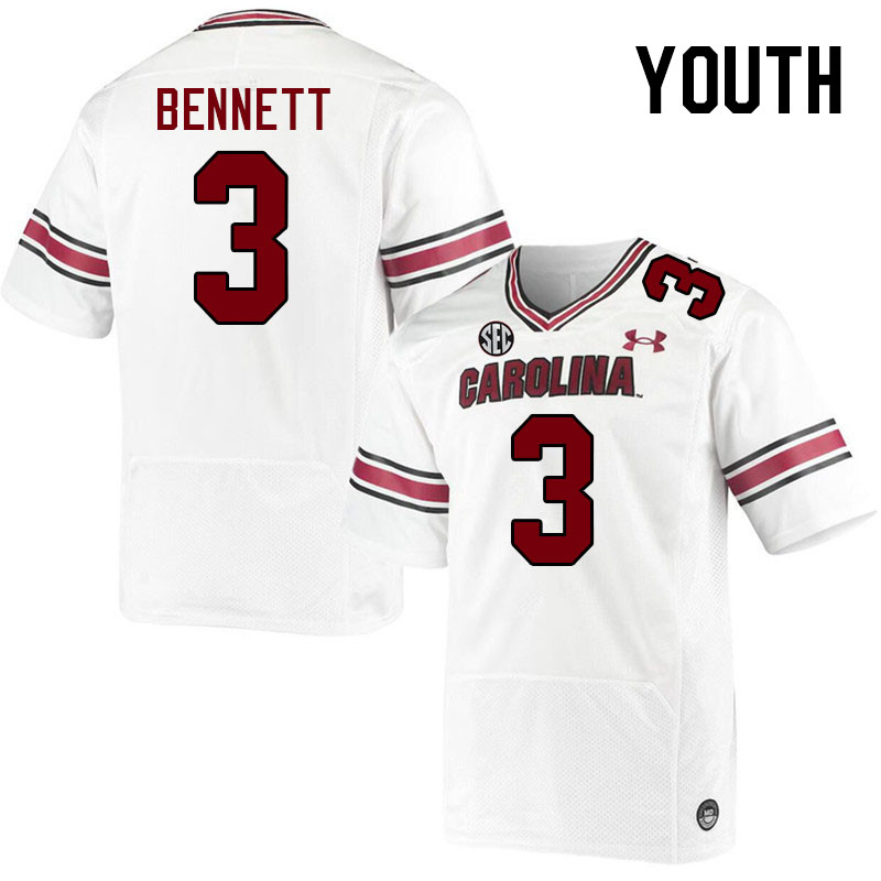 Youth #3 Mazeo Bennett South Carolina Gamecocks College Football Jerseys Stitched-White